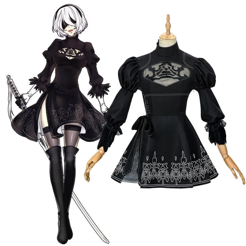 2B Costume Nier Automata 2B YoRHa No.2 Type B Uniform Dress Cosplay Costumes