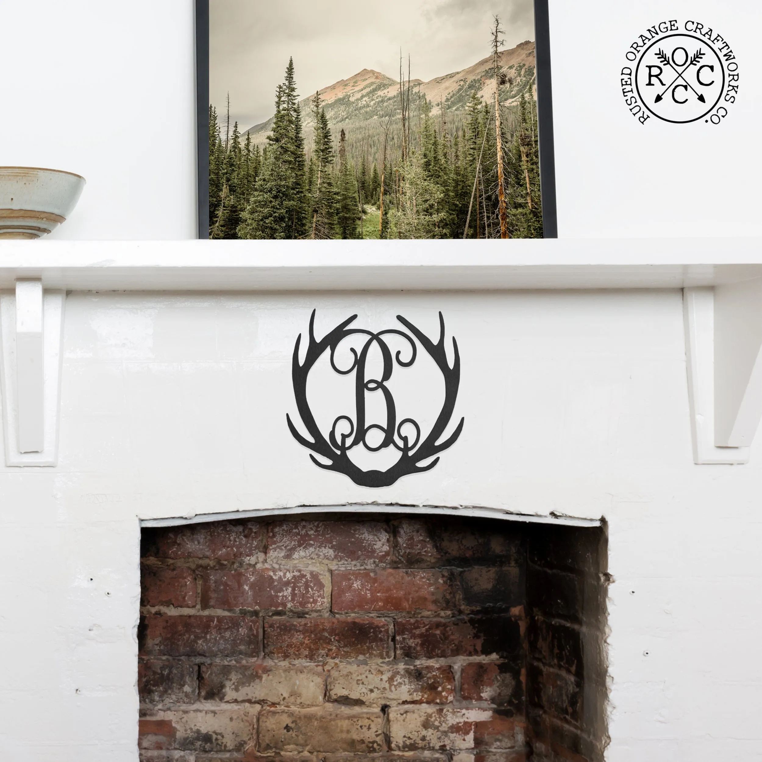 Antlers Single Letter Monogram Metal Signs