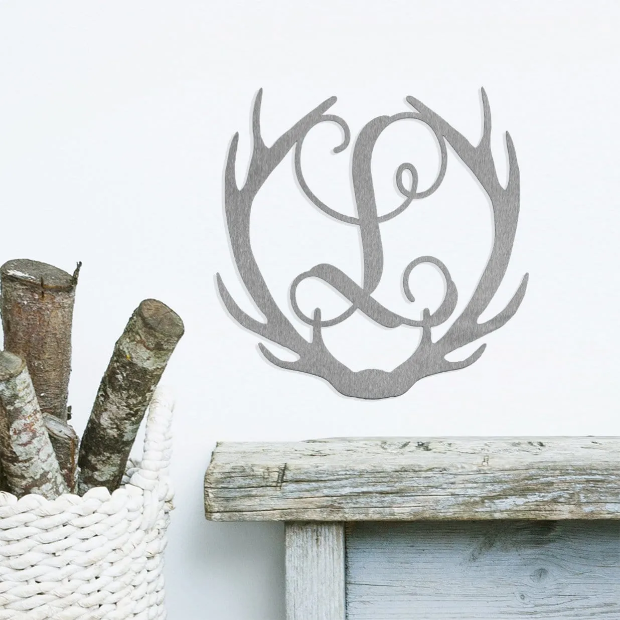 Antlers Single Letter Monogram Metal Signs