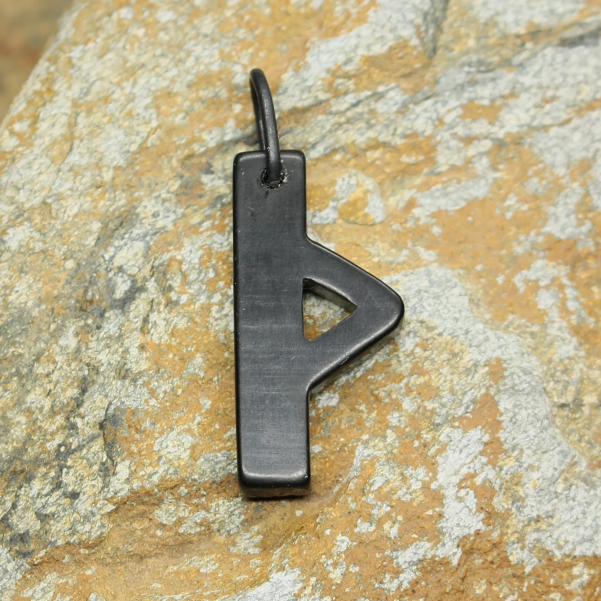 Black Horn Futhark Rune Pendant