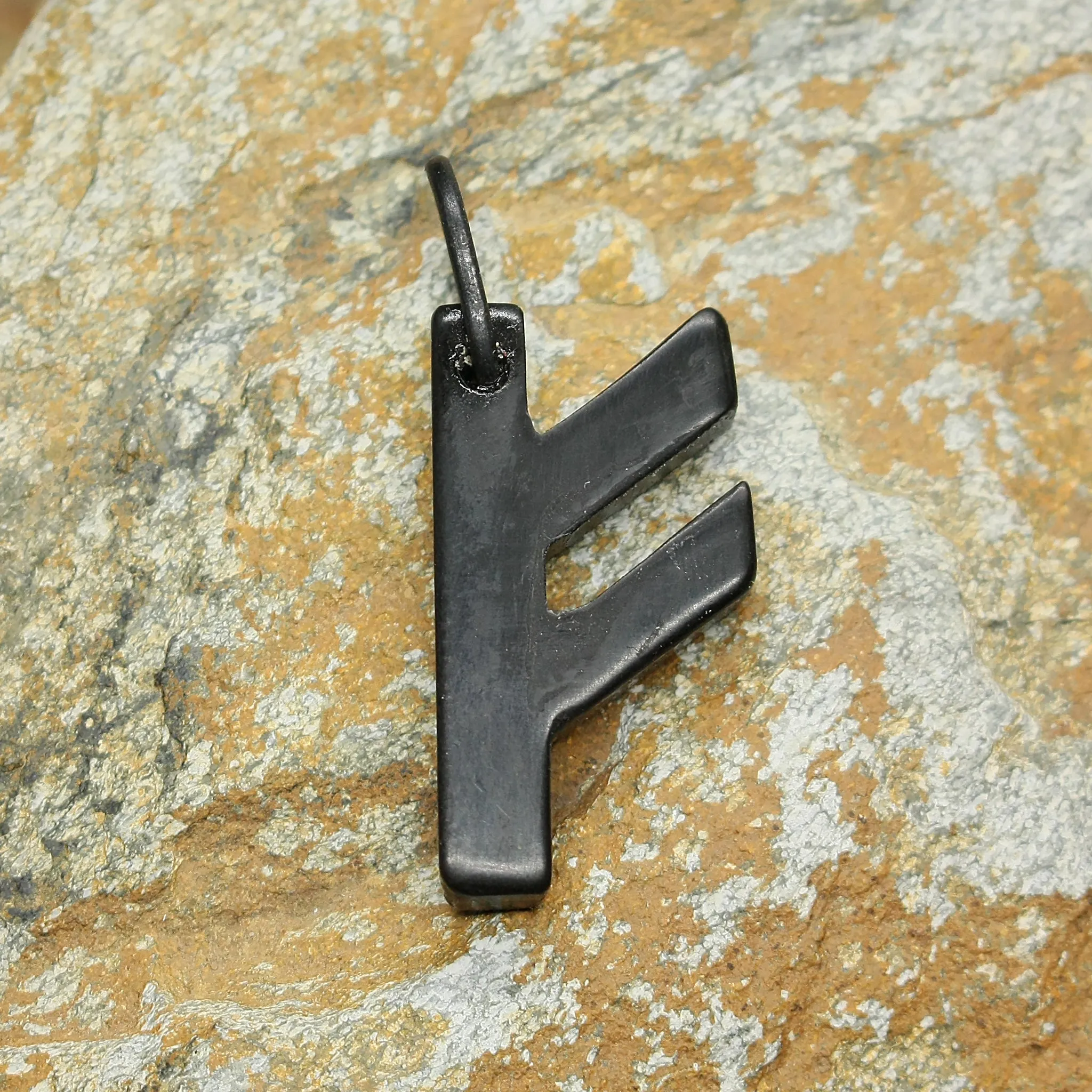 Black Horn Futhark Rune Pendant