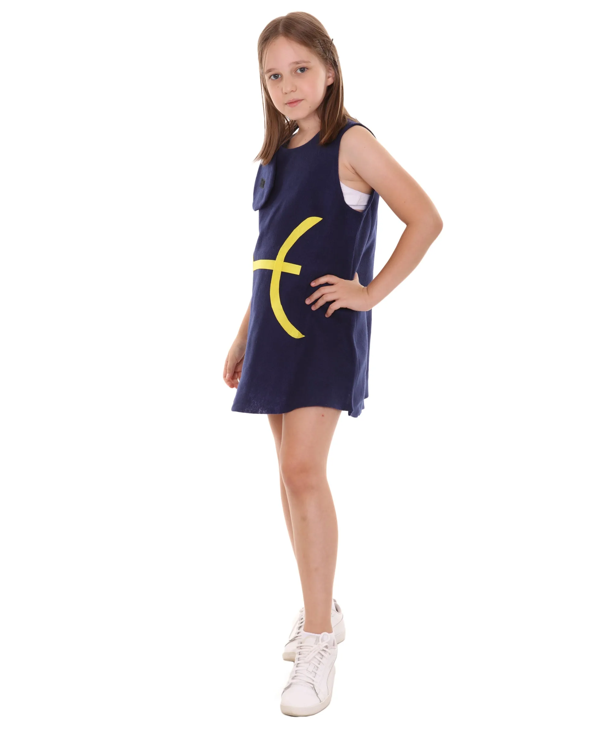 Child's Girl 12 Constellation of Pisces Party Troll Dress Costume | Blue Halloween Costumes