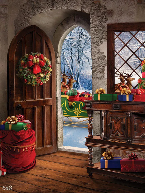 Christmas Sleigh Door Backdrop