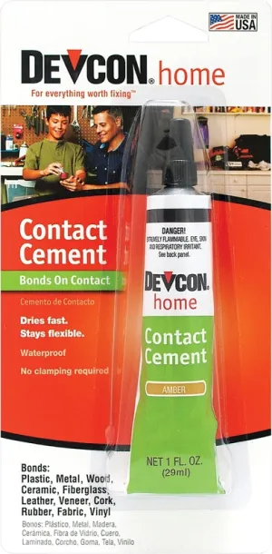 Devcon 18045 Contact Cement, Liquid, Hydrocarbon, Amber, 1 oz, Tube :CD: QUANTITY: 1