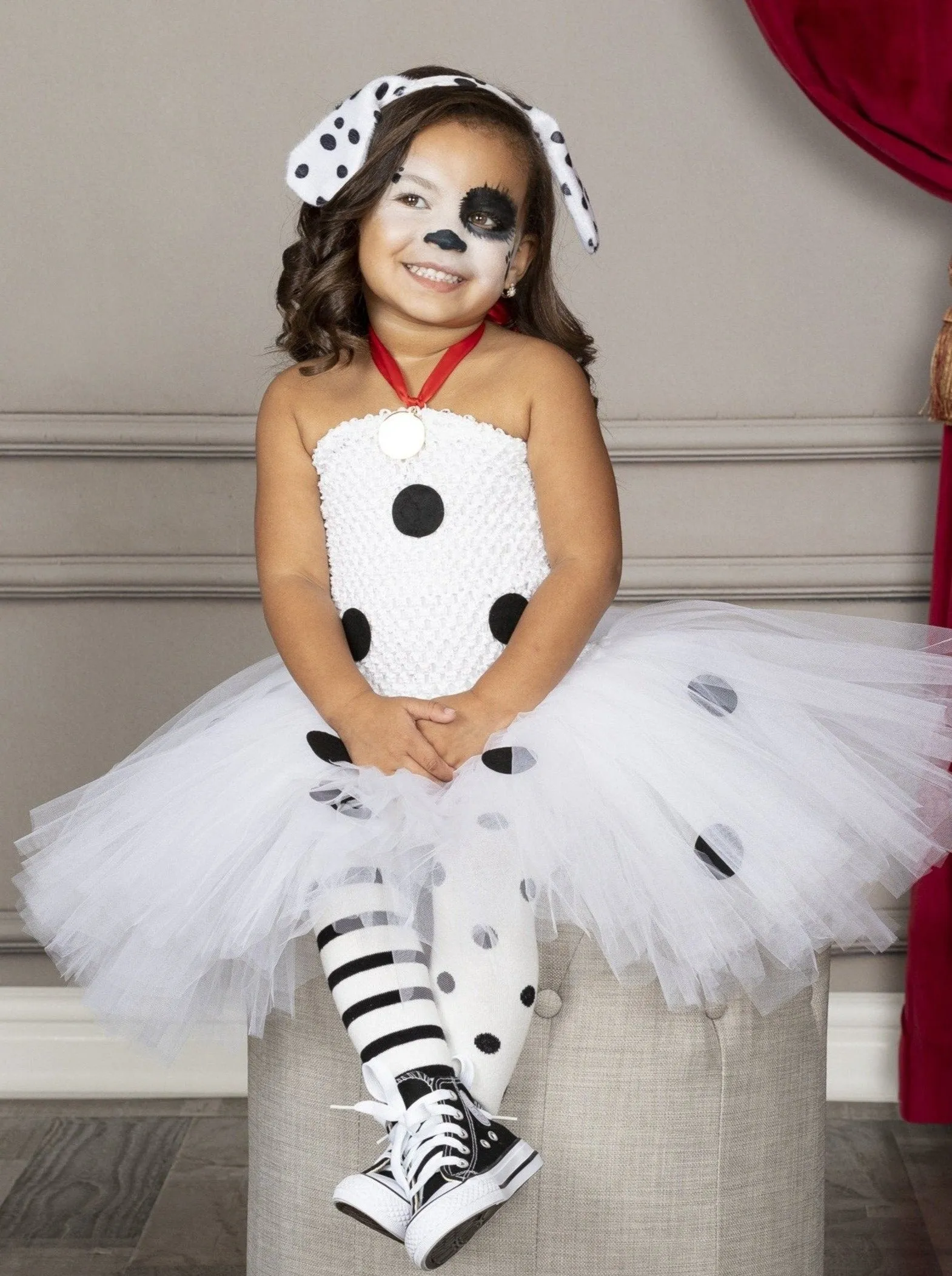 Girls 101 Dalmatians Inspired Tutu Costume Dress and Headband