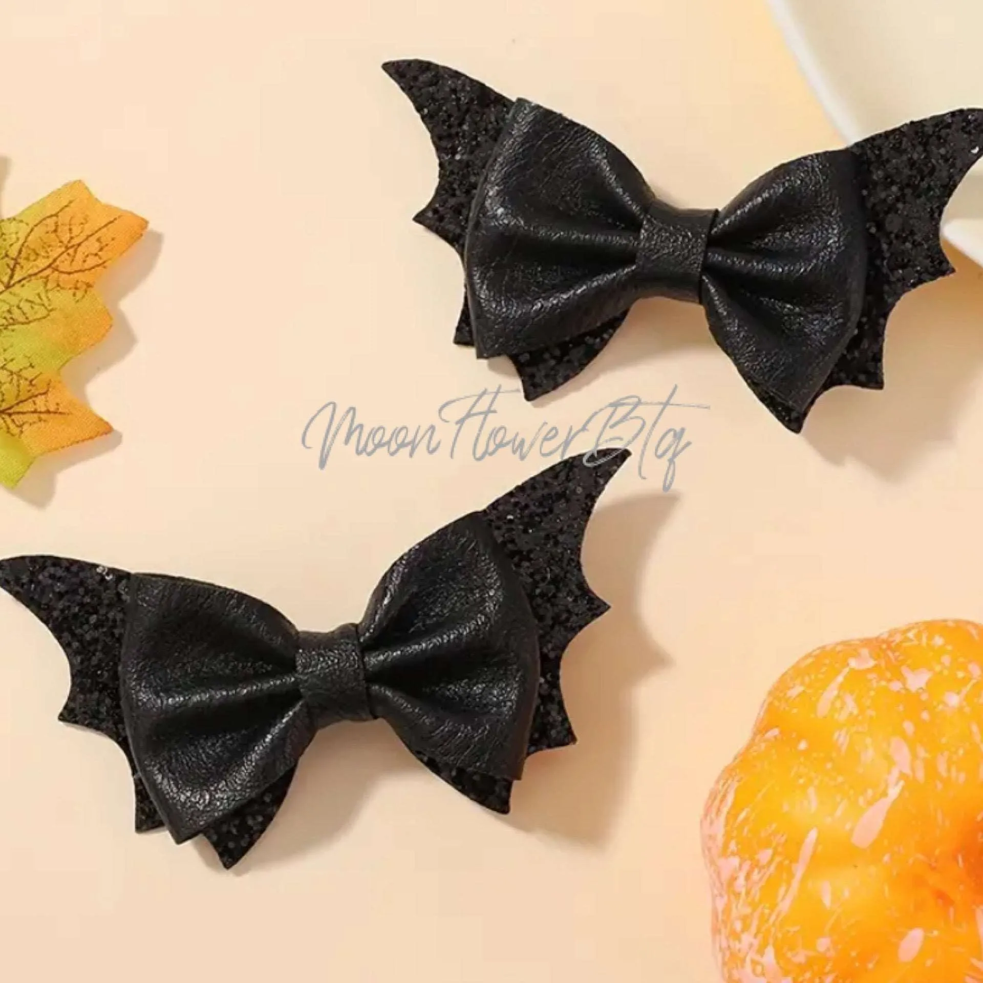 Gothic Punk Black Bat Bow Hair Clips - 2pcs