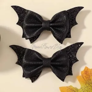 Gothic Punk Black Bat Bow Hair Clips - 2pcs