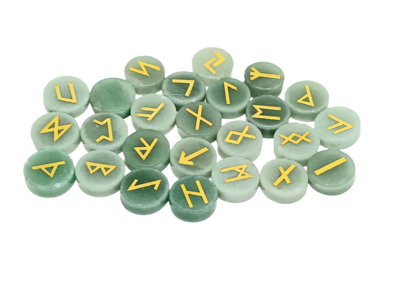 Green Aventurine Crystal Norse Elder Futhark Runes