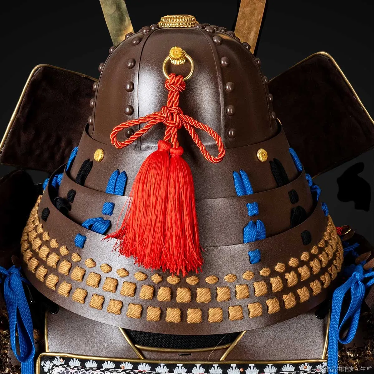 Handmade Life-Size Oda Clan Kachi Samurai Armor – Brown & Golden Yoroi