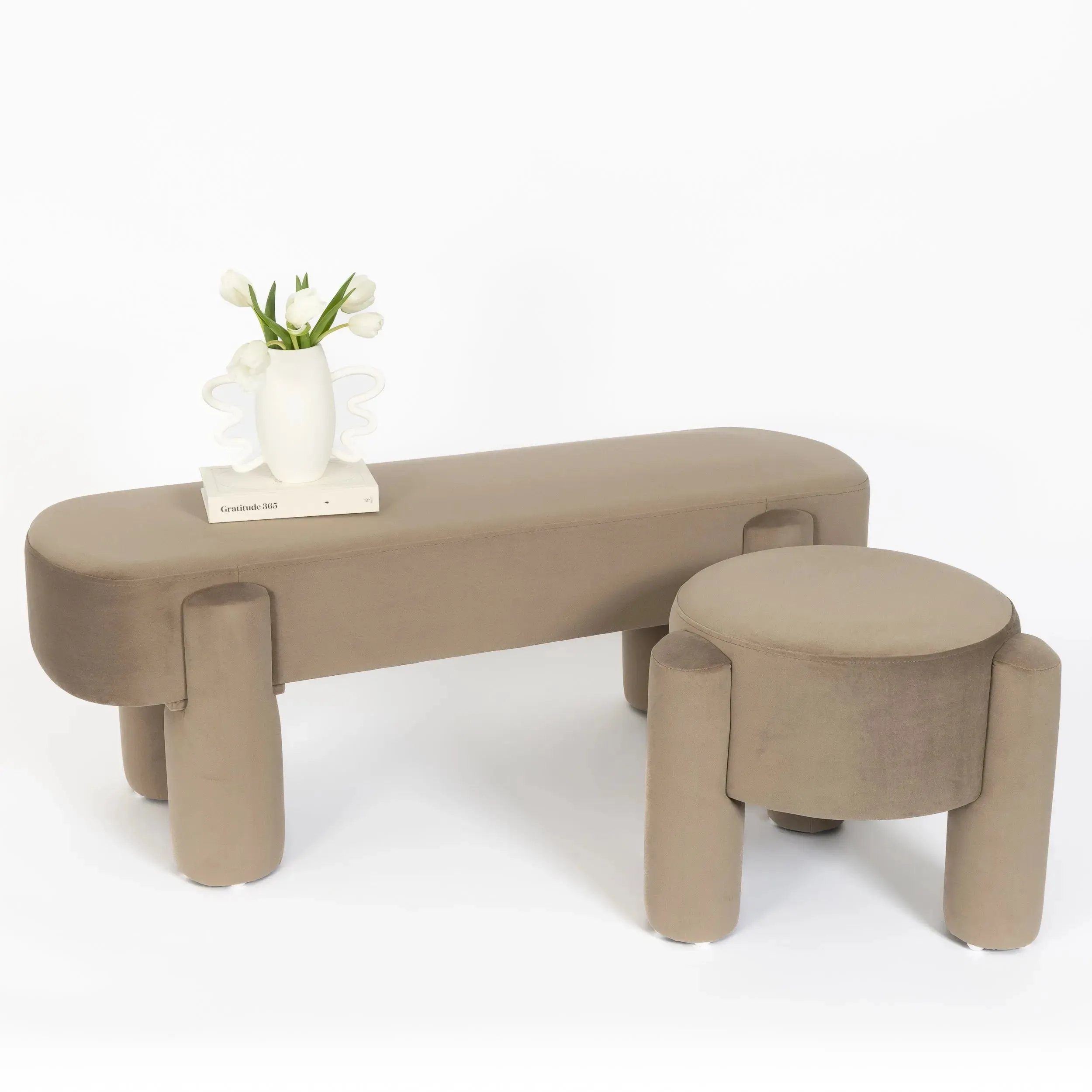 Lego Velvet Bench Seat Taupe