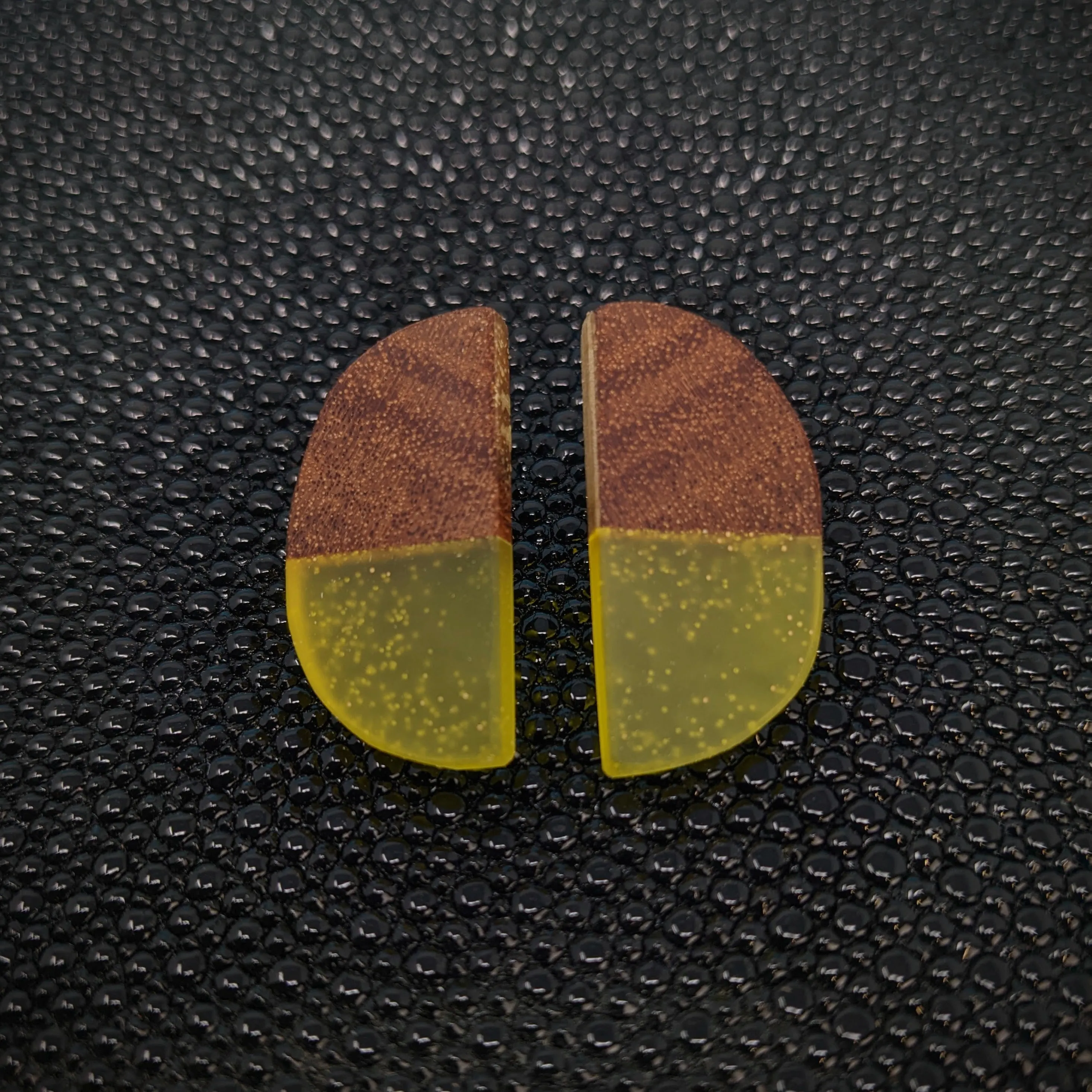 Mahogany Yellow Semicircle Stud Earrings