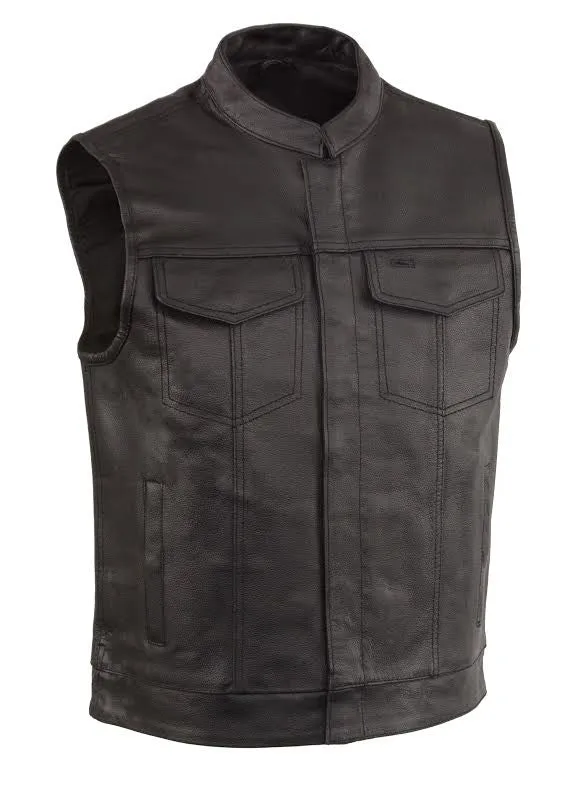 Men's Biker riding son of anarcy club leather vest single panel back