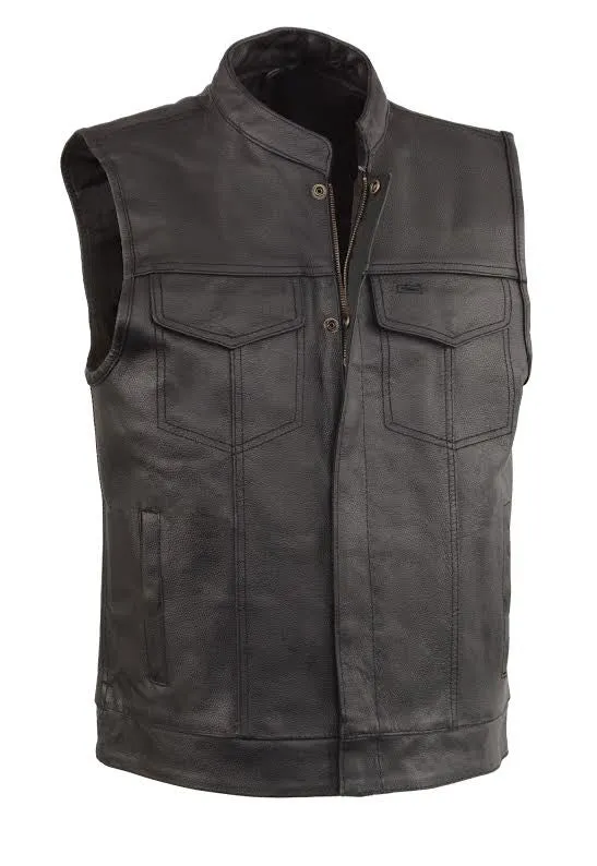 Men's Biker riding son of anarcy club leather vest single panel back