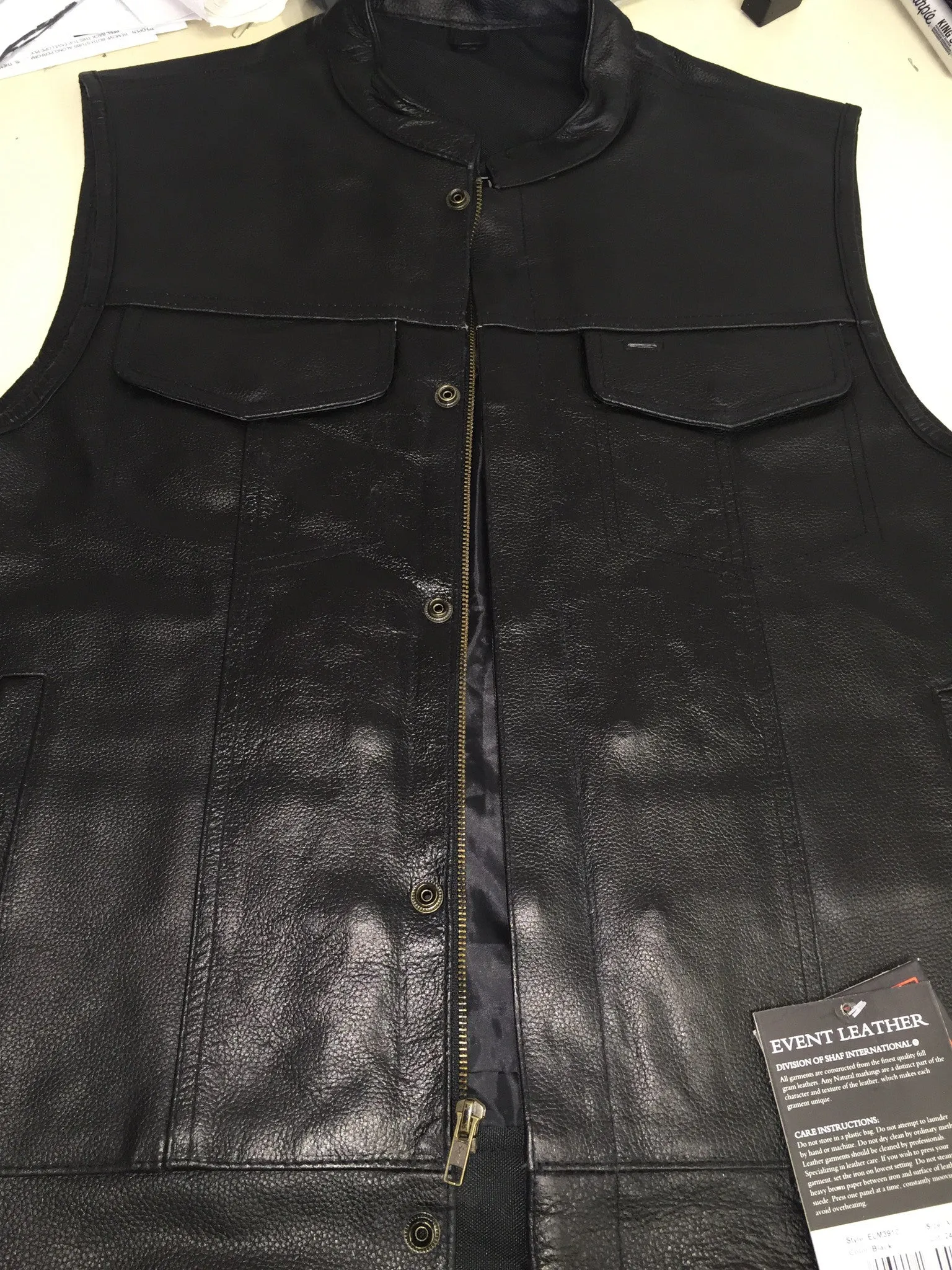 Men's Biker riding son of anarcy club leather vest single panel back