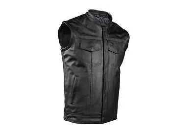 MEN'S SON OF ANARCHY LEATHER MOTORCYCLE VEST W/2 GUN POCKETS GREAT PRICE