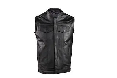 MEN'S SON OF ANARCHY LEATHER MOTORCYCLE VEST W/2 GUN POCKETS GREAT PRICE