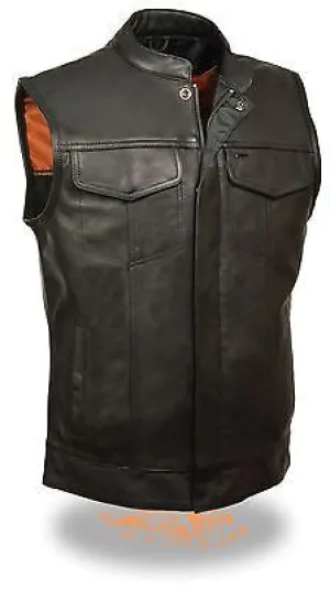 Men's Son of anarcy motorcycle club leather vest high quality leather