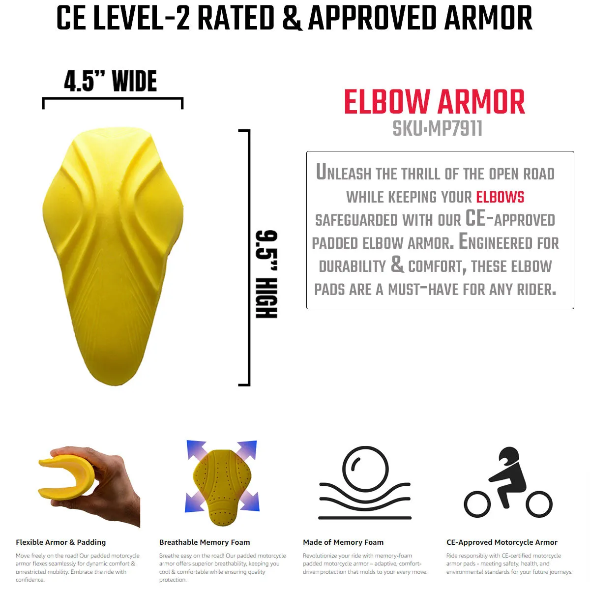 Milwaukee Leather MP7911 CE-Approved Motorcycle Armor for ELBOW | Replacement Armor for Motorcycle Jackets