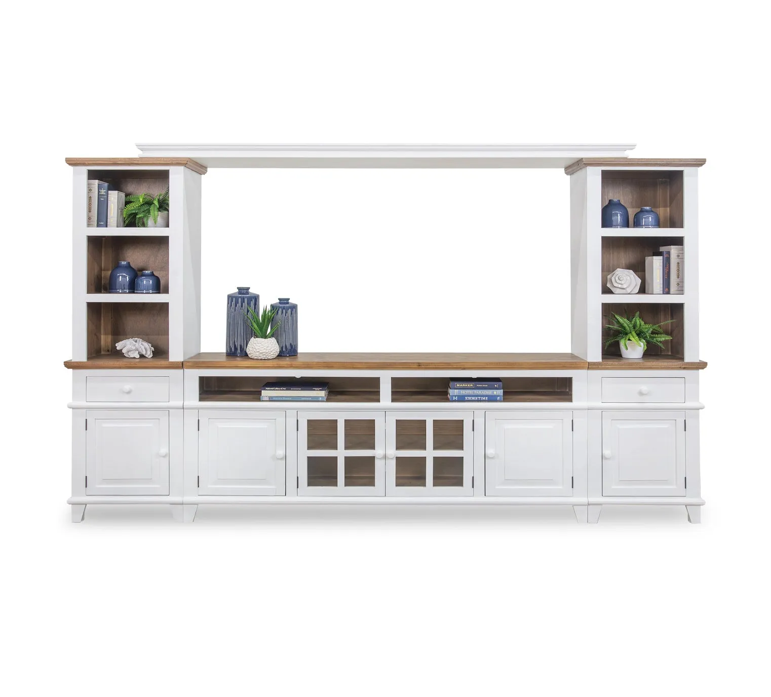 Miramar White 4 Piece Wall Unit with 72" TV Console