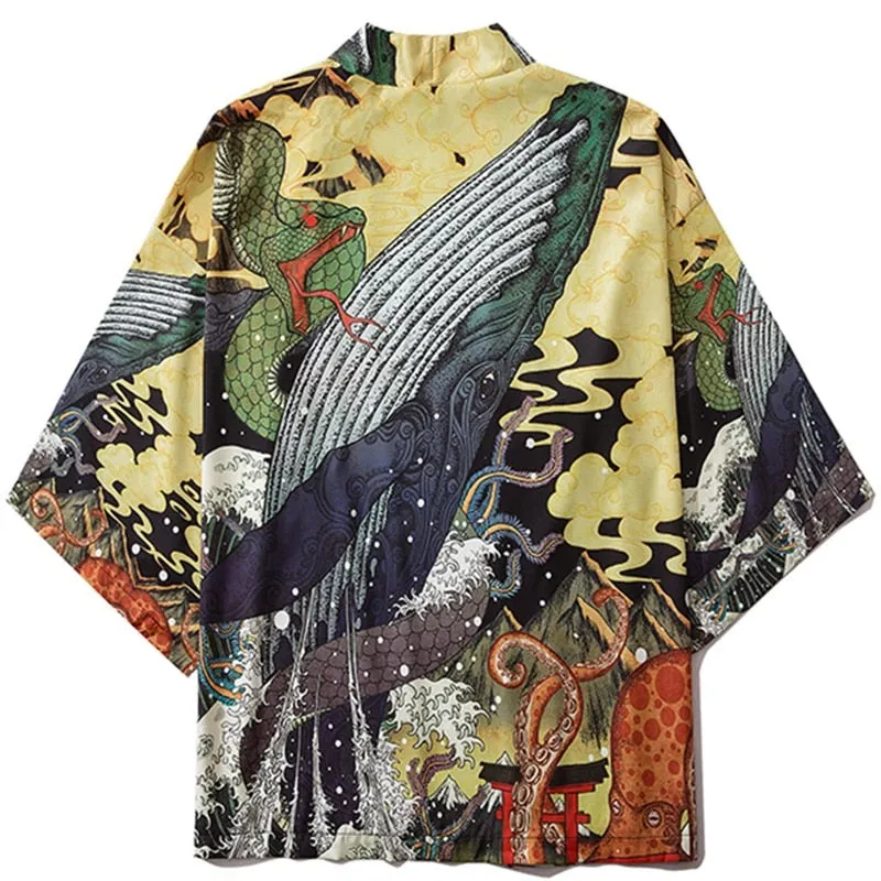 Nsqured "Whale Song" Japanese Anime-Inspired Kimono Cardigan