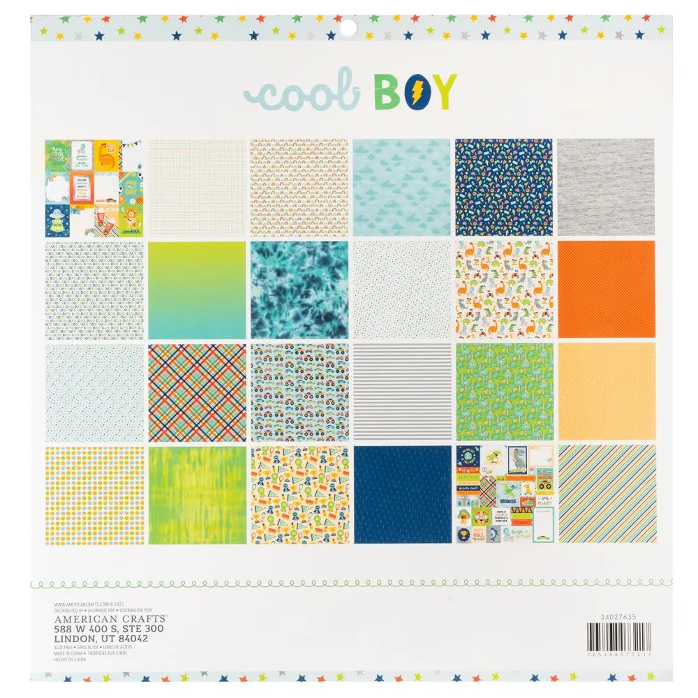 Pebbles Double-Sided Paper Pad 12"x 12" 24/Pkg - Cool Boy