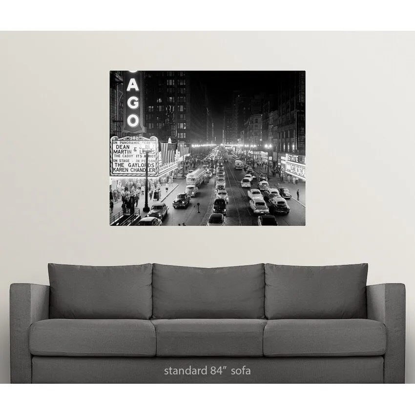 "1950's 1953 Night Scene Of Chicago State Street" Poster Print - Multi