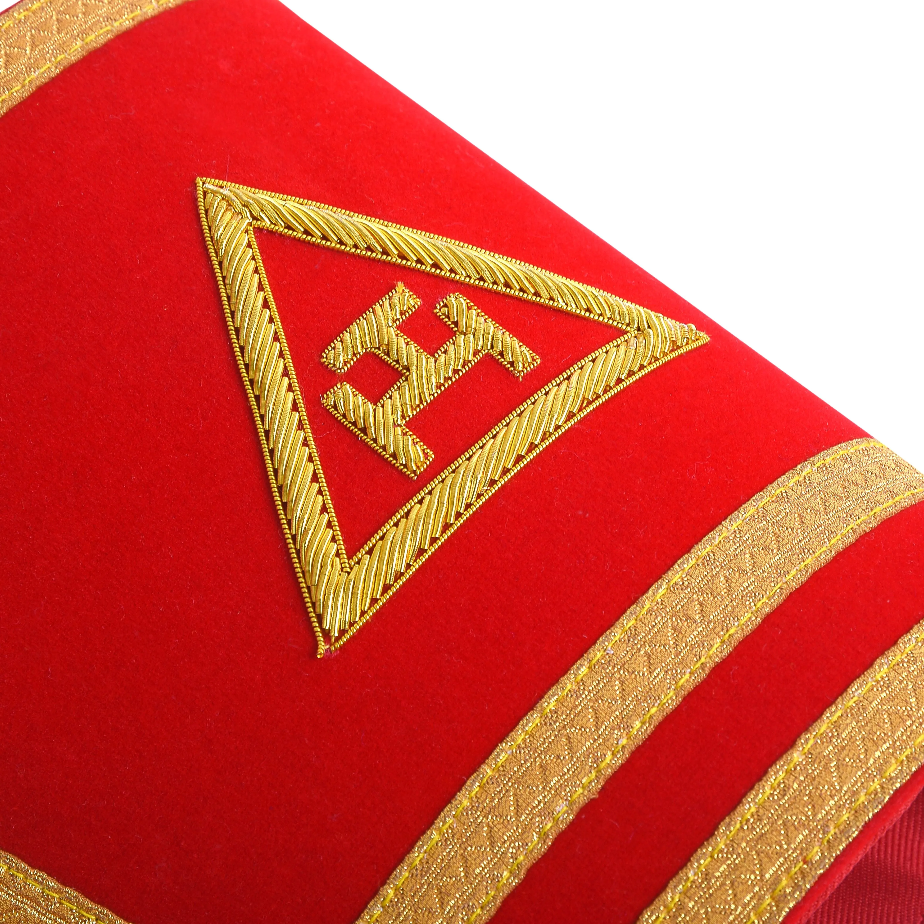 Royal Arch Chapter Cuff - Red Velvet With Triple Tau Emblem