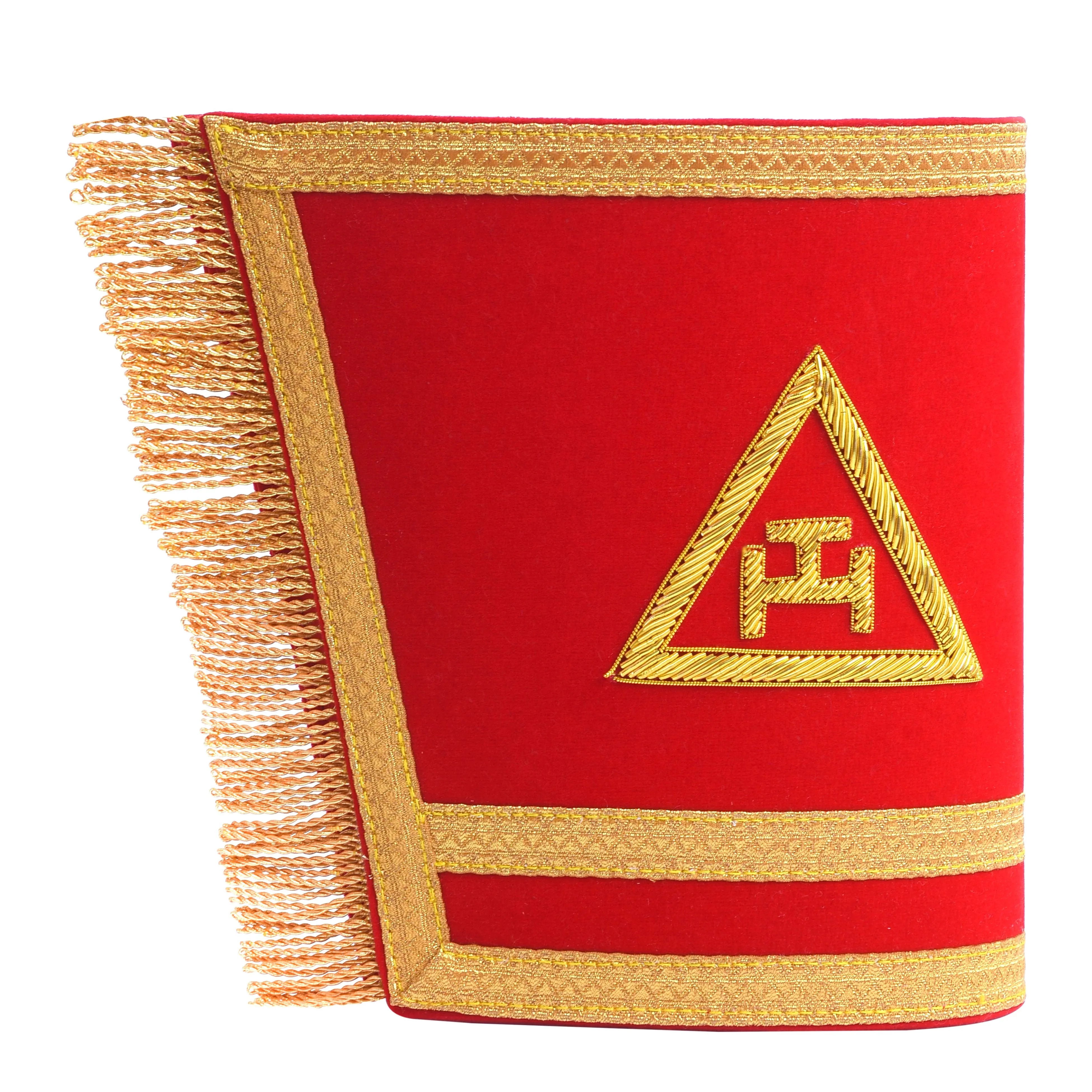 Royal Arch Chapter Cuff - Red Velvet With Triple Tau Emblem