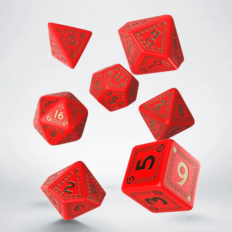 RuneQuest RPG Dice Set - Red and Gold (7)