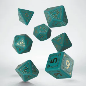 RuneQuest RPG Dice Set - Turquoise and Gold (7)