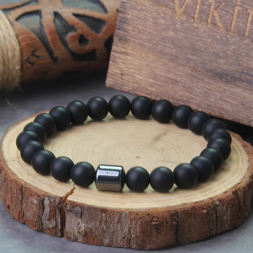 Runes Beads Men Viking Bracelet