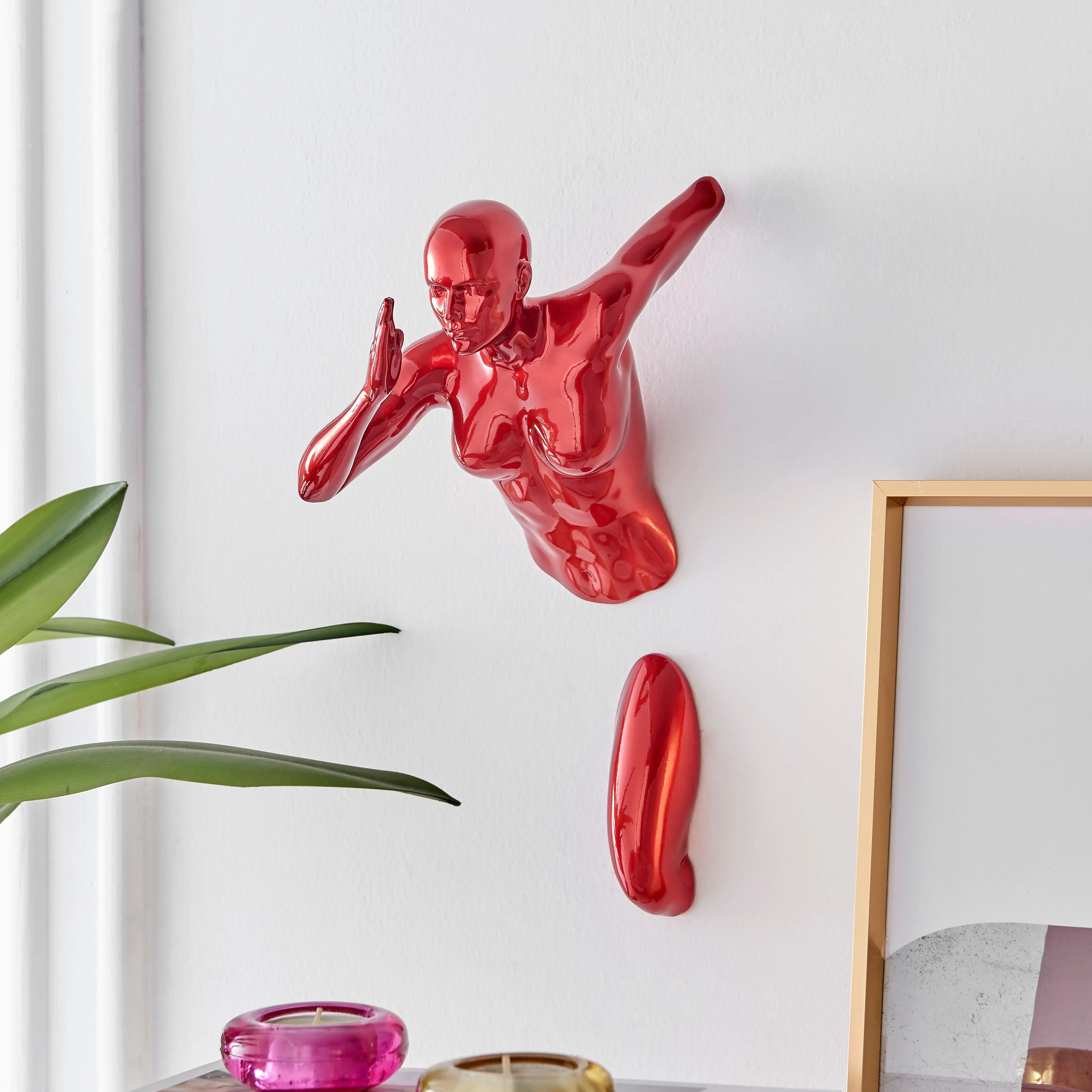 Runner Woman 13" Wall Sculpture // Metallic Red