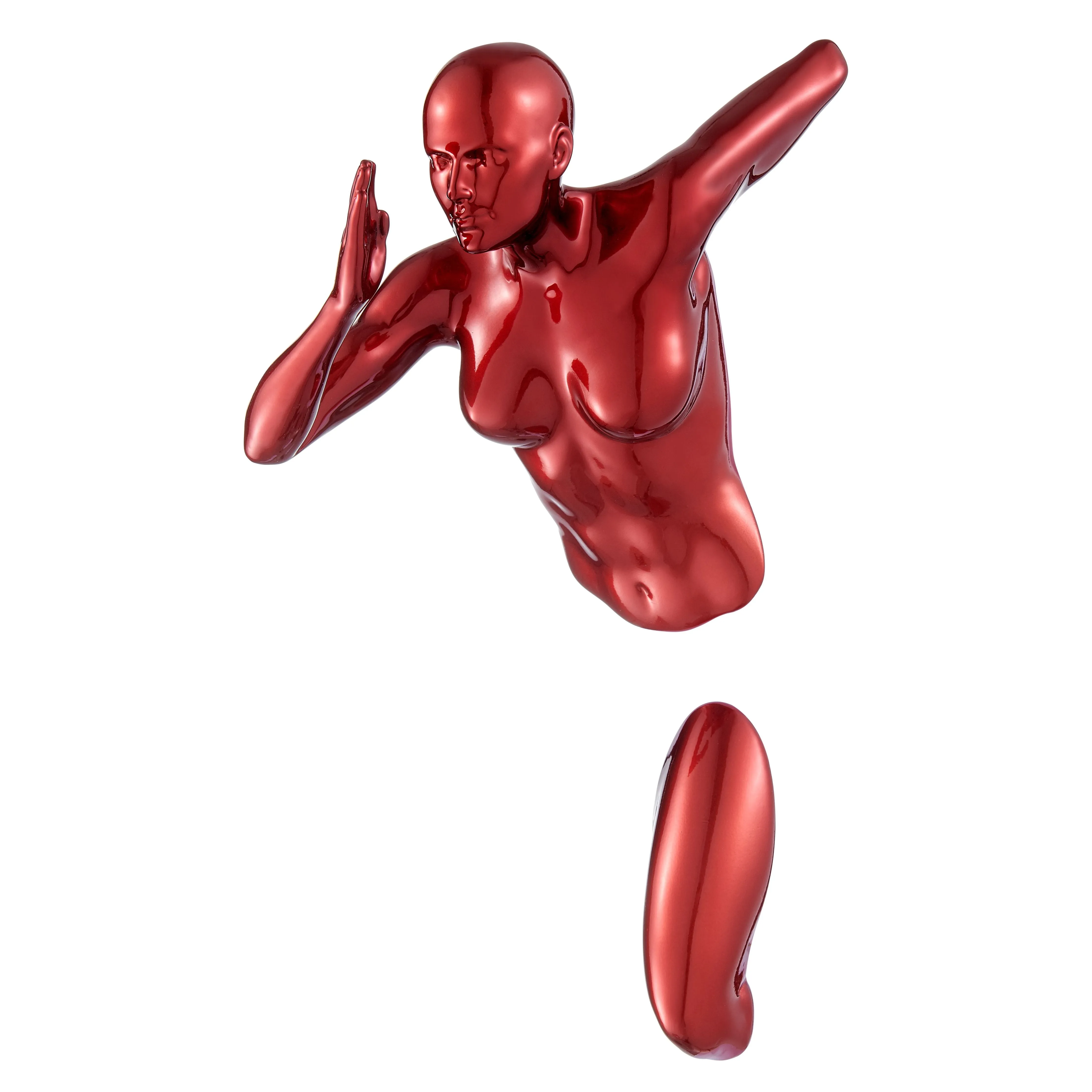 Runner Woman 13" Wall Sculpture // Metallic Red