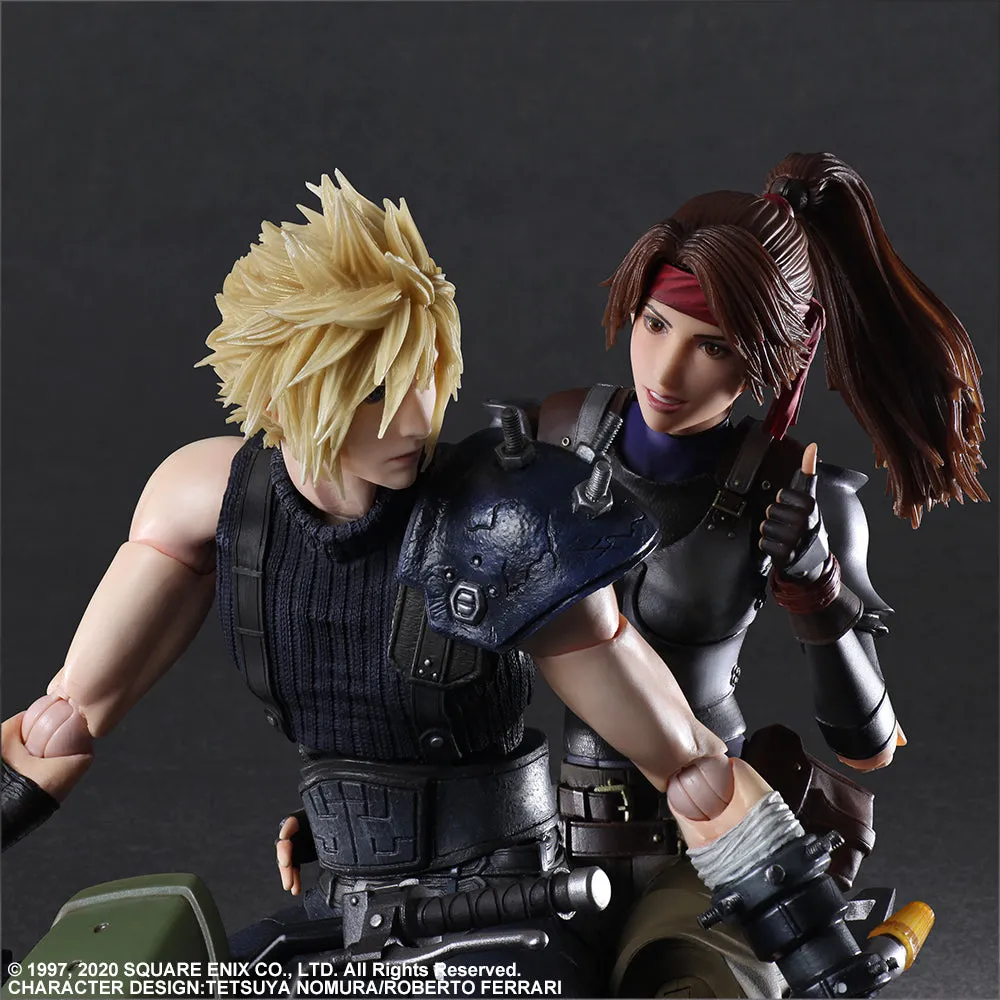 Square Enix Final Fantasy VII Remake Cloud Strife Jessie Motorcycle Play Arts Kai Action Figure Set