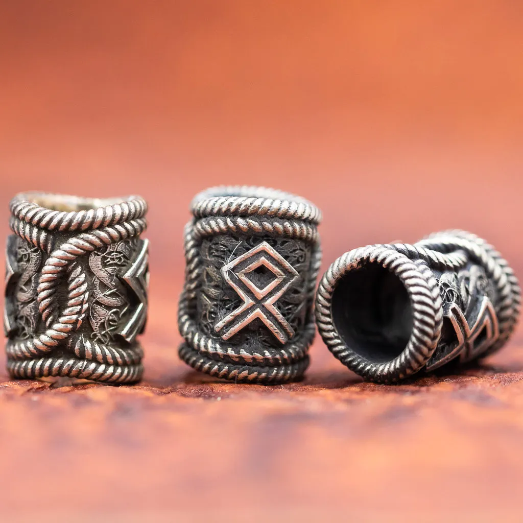 Sterling Silver Rune Hair / Beard Bead