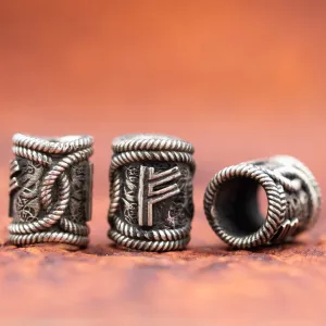 Sterling Silver Rune Hair / Beard Bead