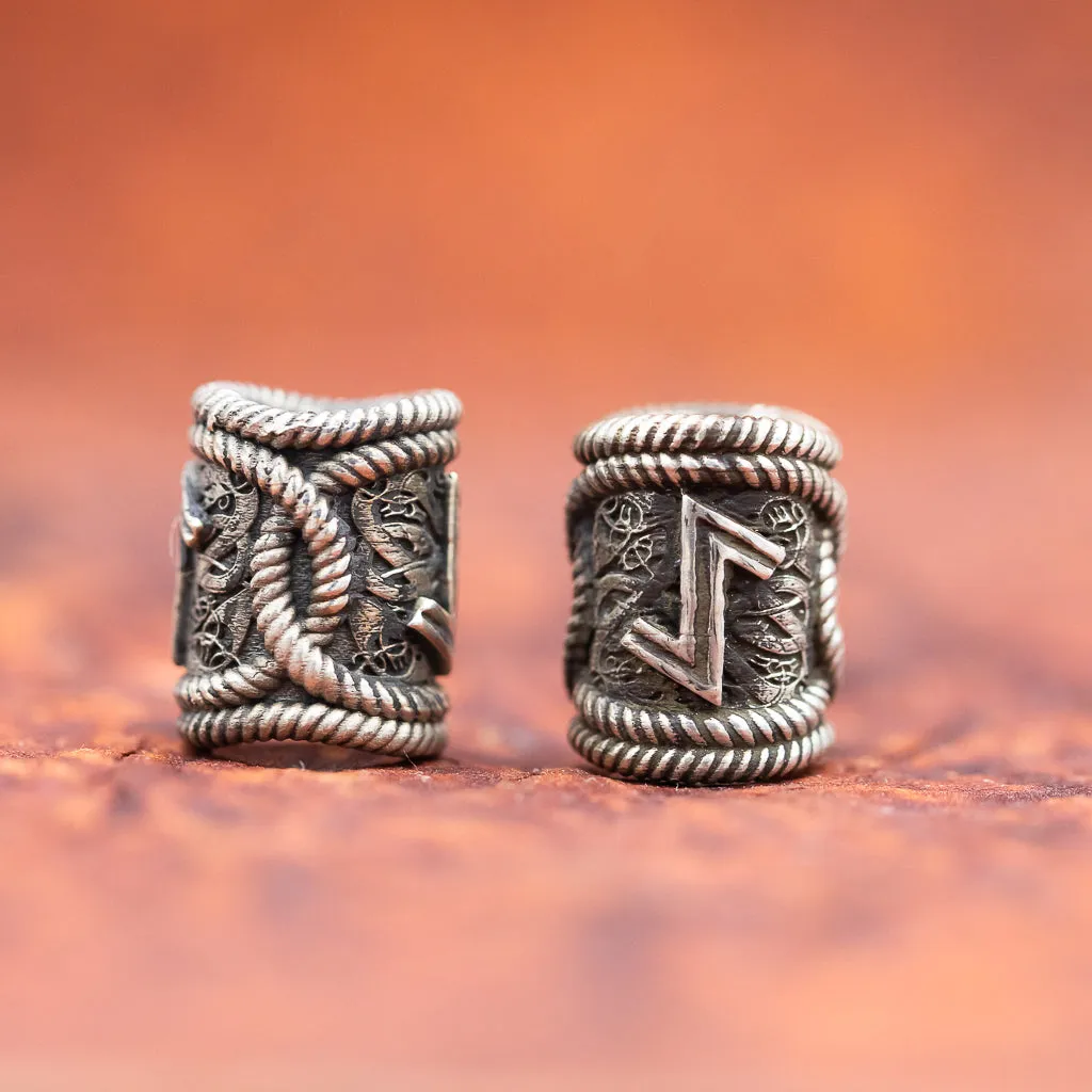 Sterling Silver Rune Hair / Beard Bead