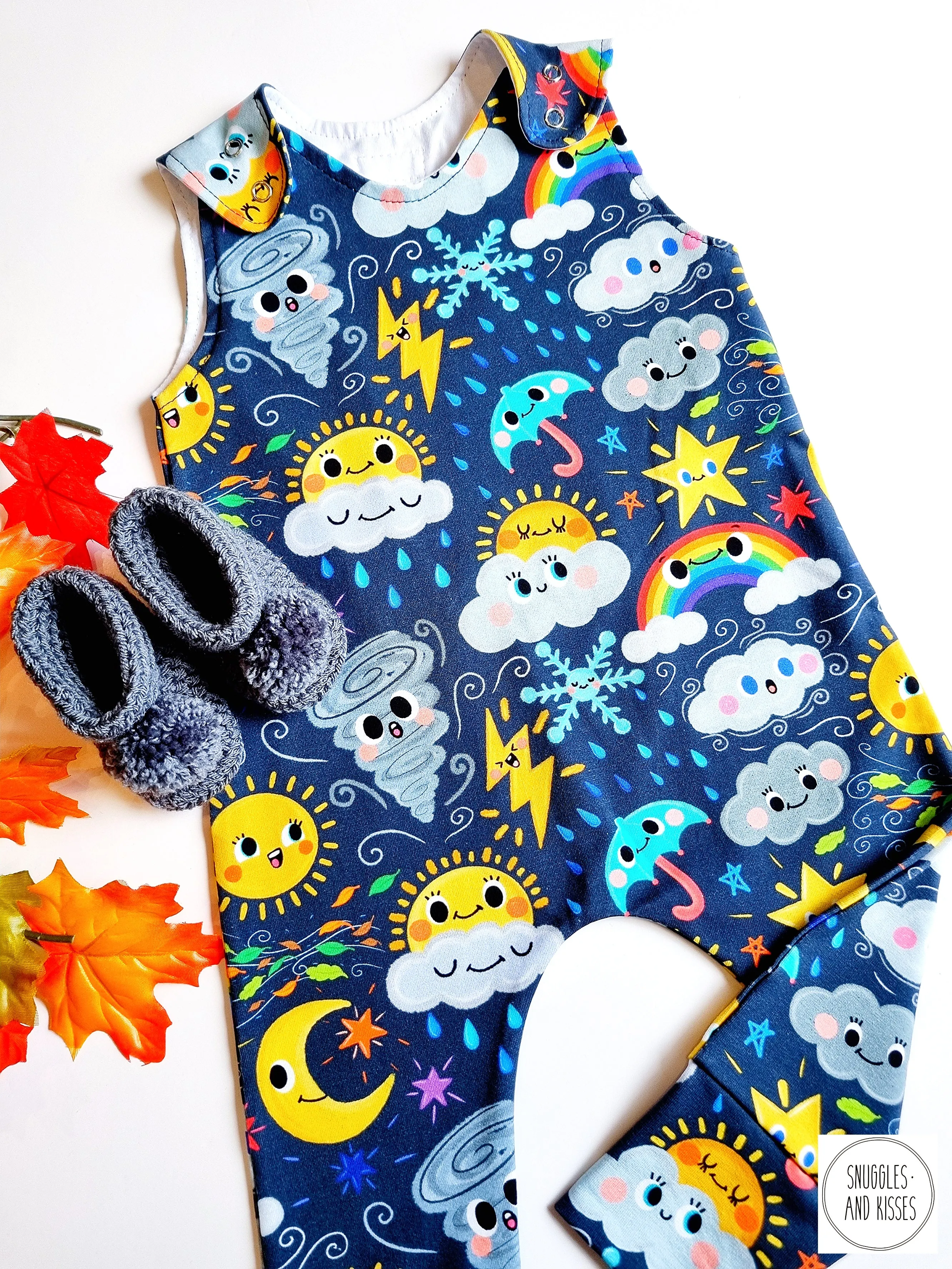 Sunshine & Showers Print Dungarees-New!