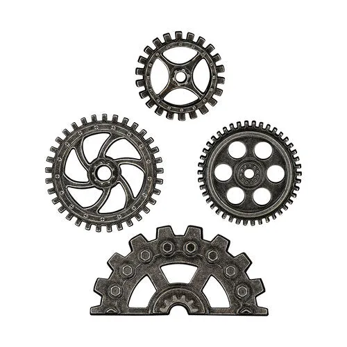 Tim Holtz Idea-Ology - Metal Industrial Gears 1.5" To 3" 4 pack - Antique Nickel