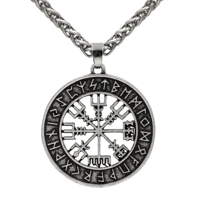 Vegvisir Runic Compass Wayfinder Pendant Necklace