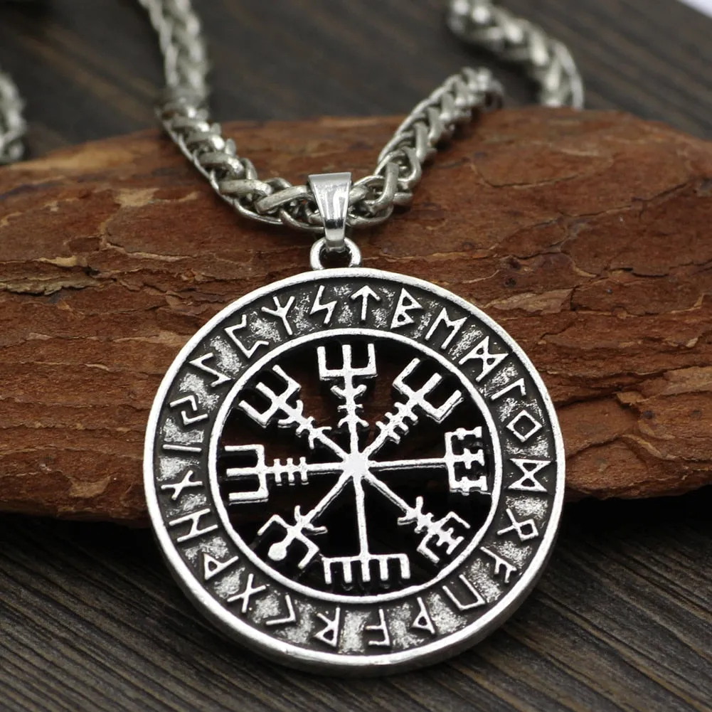 Vegvisir Runic Compass Wayfinder Pendant Necklace