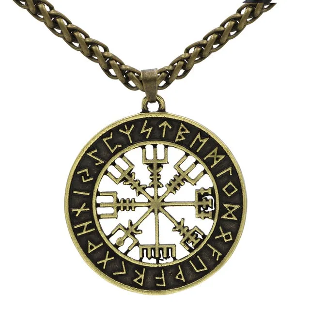 Vegvisir Runic Compass Wayfinder Pendant Necklace