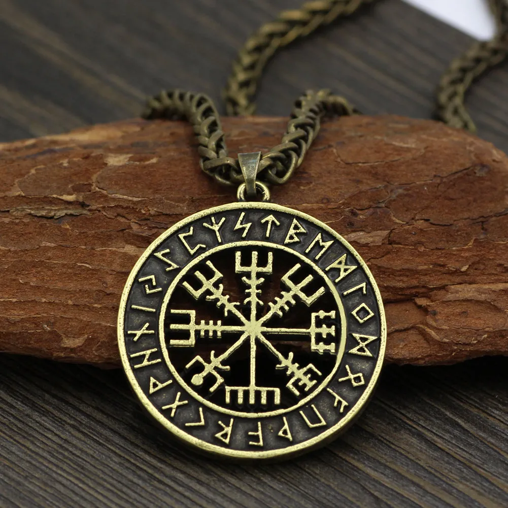 Vegvisir Runic Compass Wayfinder Pendant Necklace