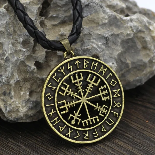 Vegvisir Runic Compass Wayfinder Pendant Necklace