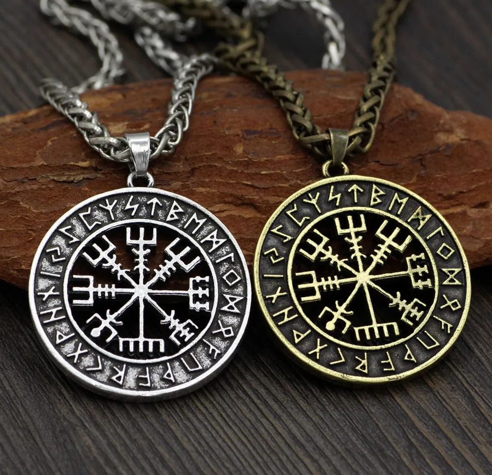 Vegvisir Runic Compass Wayfinder Pendant Necklace