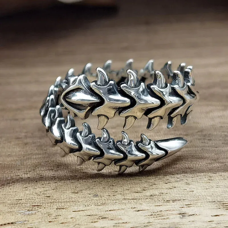 Vintage Punk Centipede Couple Ring Gothic Geometric Spine Five Finger Rings Hip Hop Hyperbole Anime Ring Jewelry