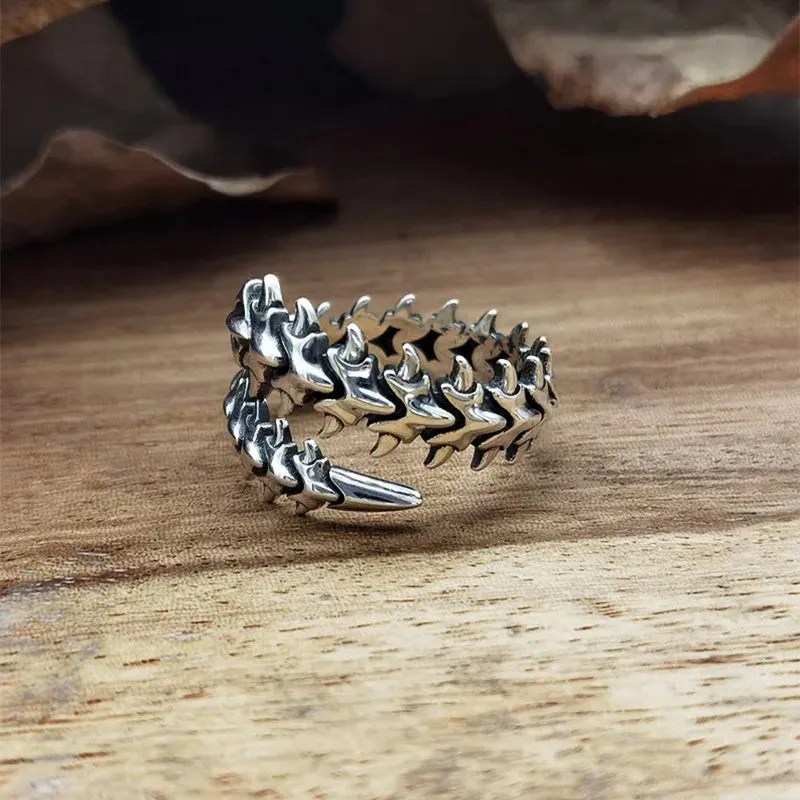 Vintage Punk Centipede Couple Ring Gothic Geometric Spine Five Finger Rings Hip Hop Hyperbole Anime Ring Jewelry