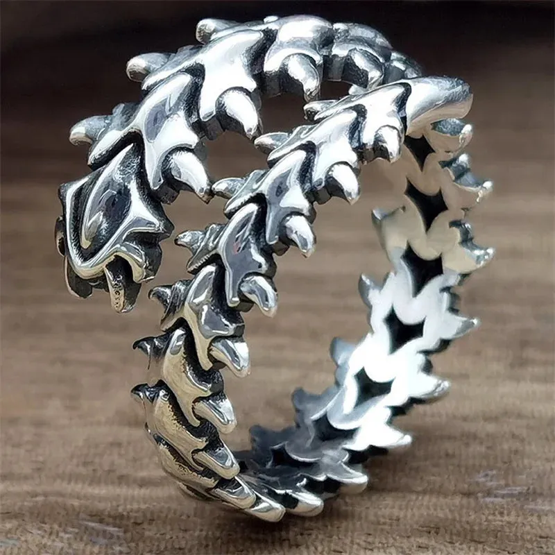 Vintage Punk Centipede Couple Ring Gothic Geometric Spine Five Finger Rings Hip Hop Hyperbole Anime Ring Jewelry