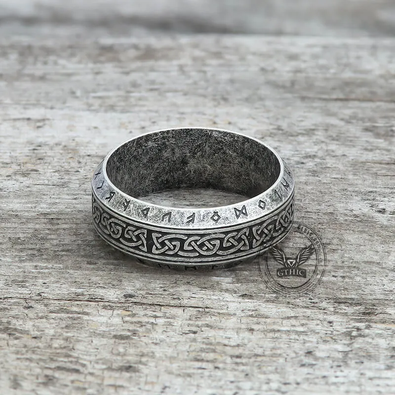 Vintage Viking Celtic Knot Runes Stainless Steel Band Ring