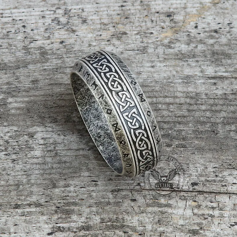 Vintage Viking Celtic Knot Runes Stainless Steel Band Ring